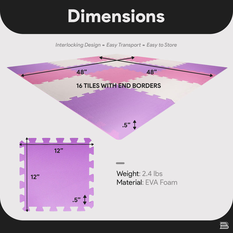 BalanceFrom 16 Tile Thick Interlocking Puzzle Foam Exercise Play Mat (Open Box)
