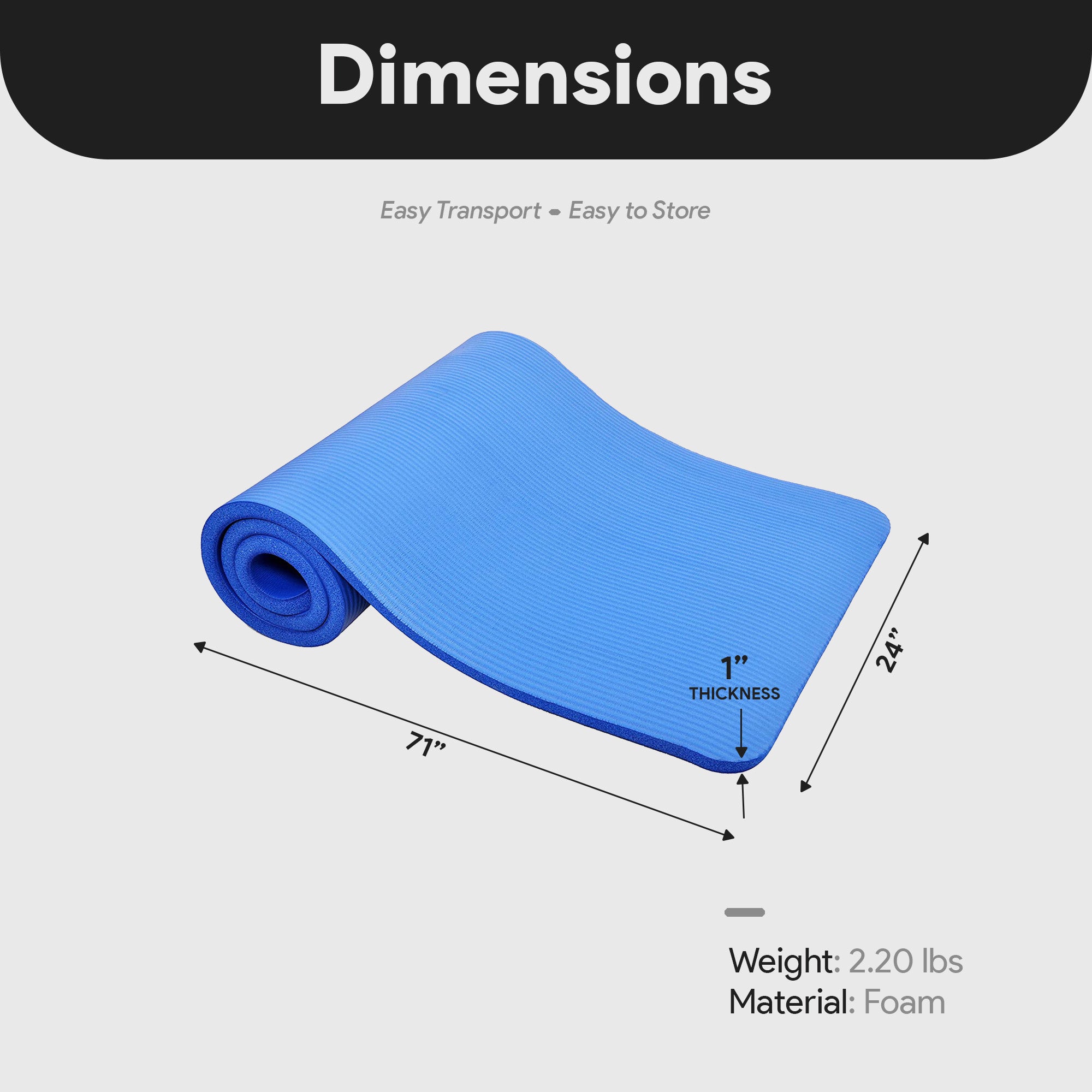 BalanceFrom  1" Extra Thick Exercise Yoga Mat with Carrying Strap, Blue (Used) - VMInnovations