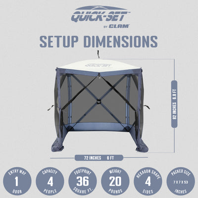 CLAM Quick-Set Traveler 6x6 Ft Portable 4 Sided Canopy Shelter, Blue (Used) - VMInnovations