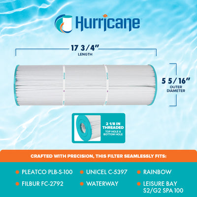 Hurricane HF5397-01 Spa Filter Cartridge for PLB-S-100 and Unicel C-5397, White