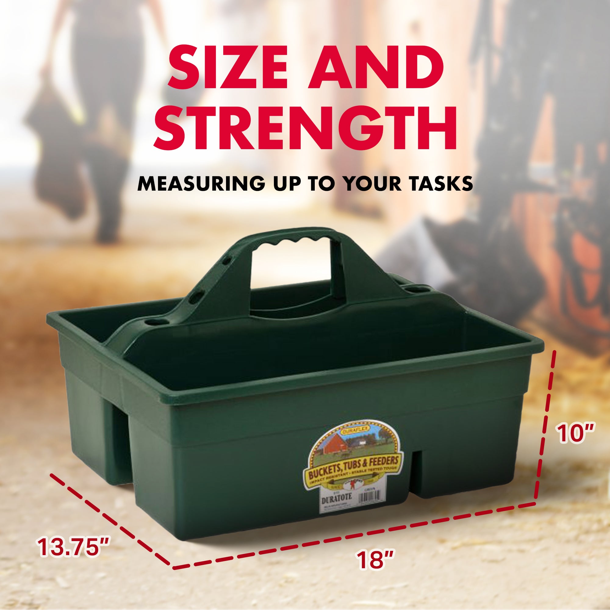 Little Giant DuraTote Plastic Box Organizer w/2 Compartment & Grip Handle, Green - VMInnovations