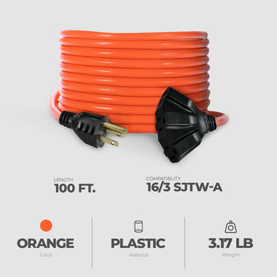 Master Electrician 100 Feet Outdoor Extension Cord with Inline Circuit Breaker - VMInnovations