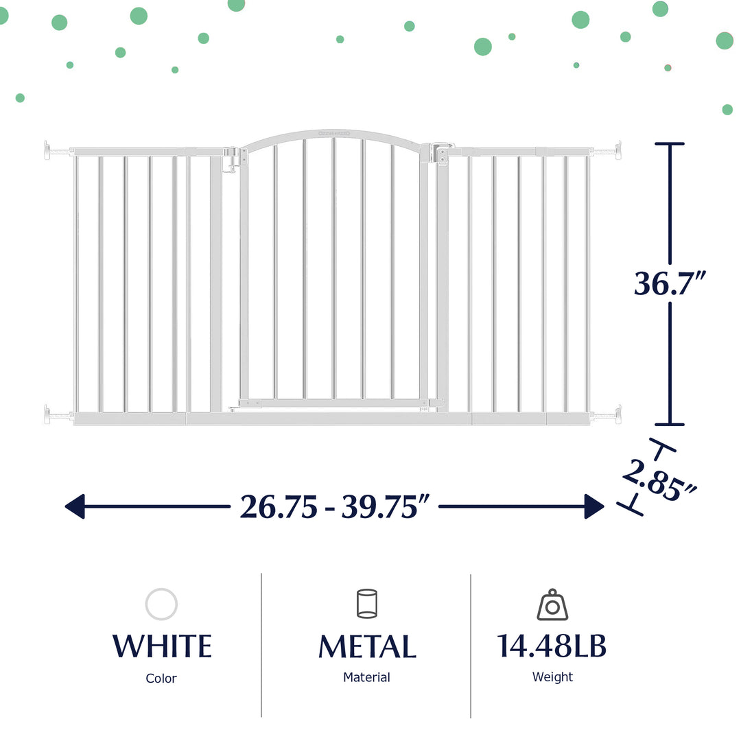 Ingenuity Deluxe Metal Extra Tall Walk Through Arch Dog Gate, White (Open Box)