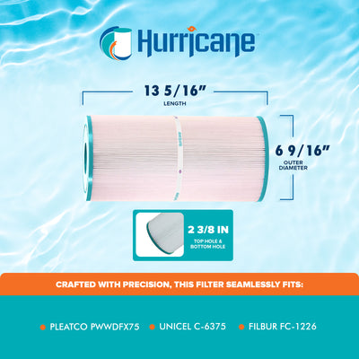 Hurricane Advanced Spa Filter Cartridge for PWWDFX75, C-6375 and FC-1226, 3 Pack