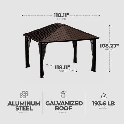 Sojag Dakota 10 x 10 Feet Aluminum Gazebo with Nylon Mosquito Netting, Brown