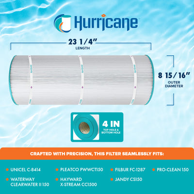 Hurricane HF8414-01 Advanced Pool and Spa Filter Cartridge Replacement, White