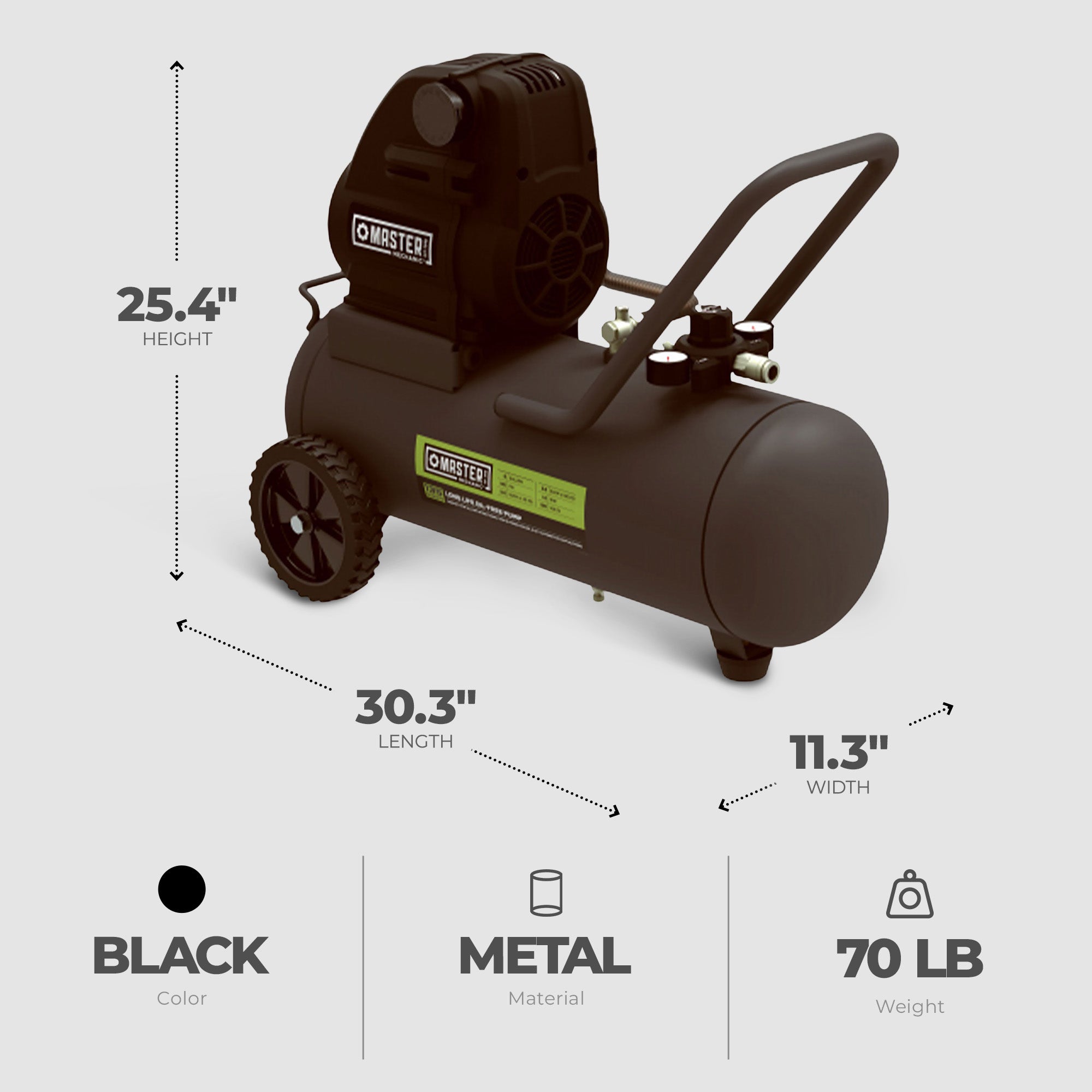 Master Mechanic 8 Gallon Portable Oil Free Air Compressor with Enclosed Motor - VMInnovations