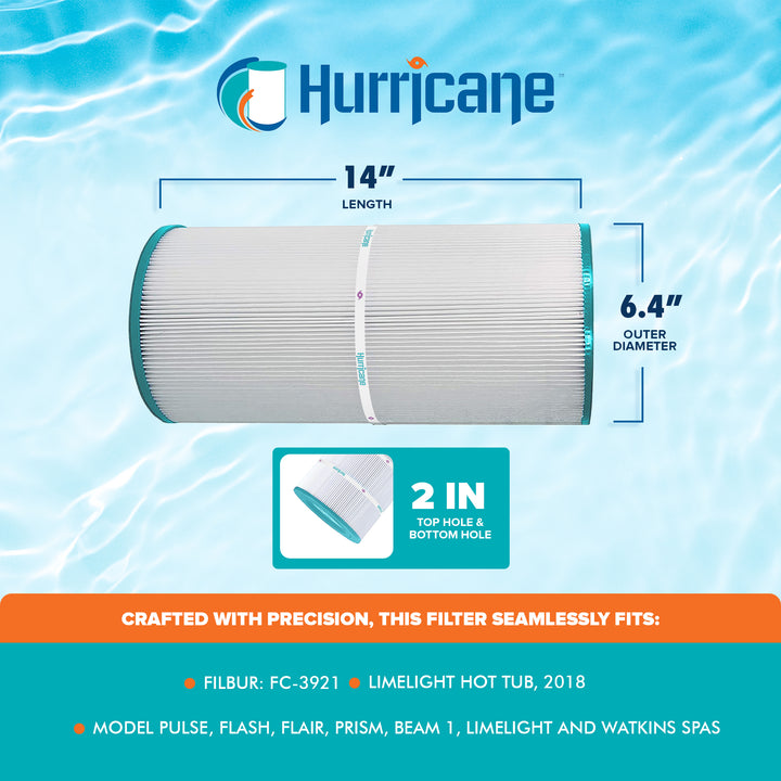 Hurricane Spa Filter Cartridge for Filbur FC-3921 and Limelight Tub, 2 Pack
