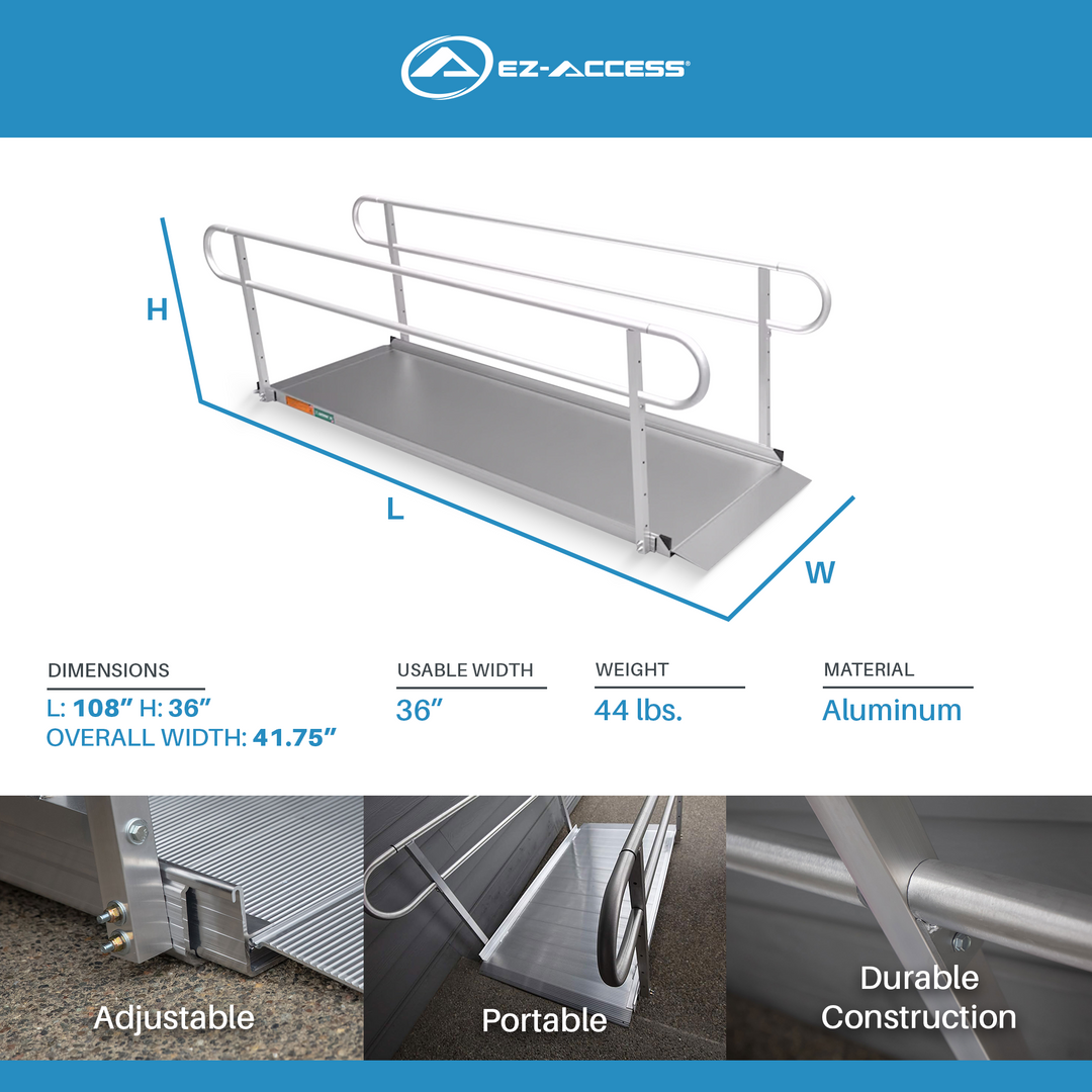 EZ-ACCESS GATEWAY 3G 9' Solid Aluminum Portable Wheelchair Ramp (Open Box)