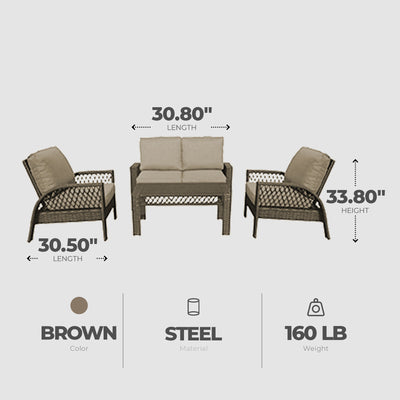 Four Seasons Courtyard Coral Bay 4 Piece Deep Seating Set with Cushioned Chairs - VMInnovations