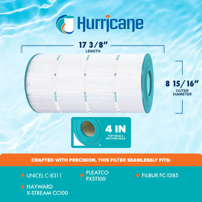 Hurricane Replacement Spa Filter Cartridge for PXST100 and Unicel C-8311, 3 Pack