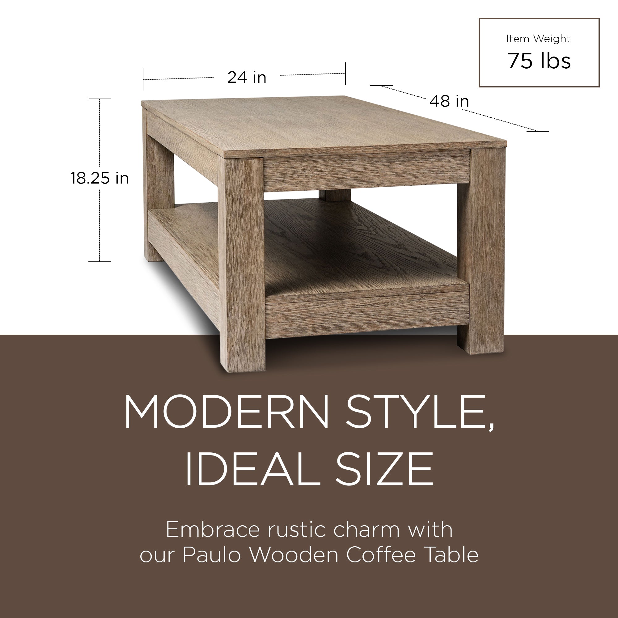 Maven Lane Paulo Wooden Coffee Table in Weathered Grey Finish (Used)