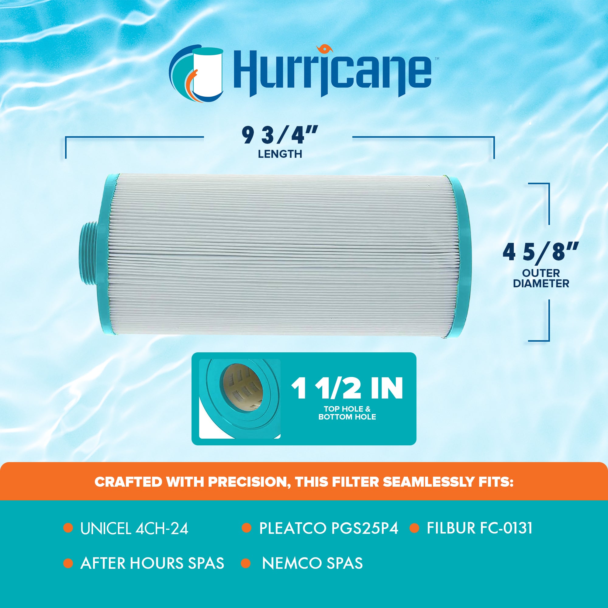 Hurricane Advanced Pool Filter Cartridge for C-7447, PA50SV, FC-1235, & Hayward (2 Pack)  + Hurricane Replacement Spa Filter Cartridge for Pleatco PGS25P4 and Unicel 4CH-24 (3 Pack)