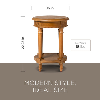 Maven Lane Pullman Traditional Wooden Side Table, Antiqued Natural Finish (Used) - VMInnovations