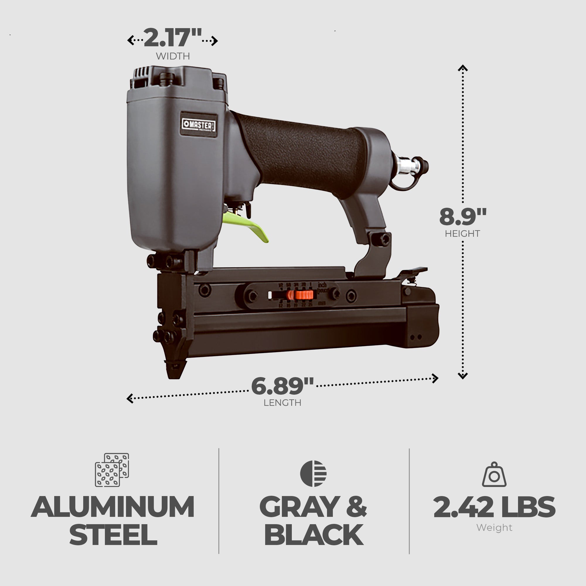 Master Mechanic Micro Pin Nailer, Pneumatic 23 Gauge Hand Tool Set (Open Box)