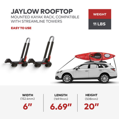 Yakima JayLow Rooftop Mounted Kayak Rack, Compatible with StreamLine Towers