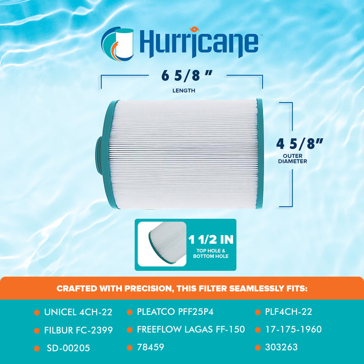 Hurricane 4 Pack HF4H22-01 Advanced Pool and Spa Filter Cartridge Replacement