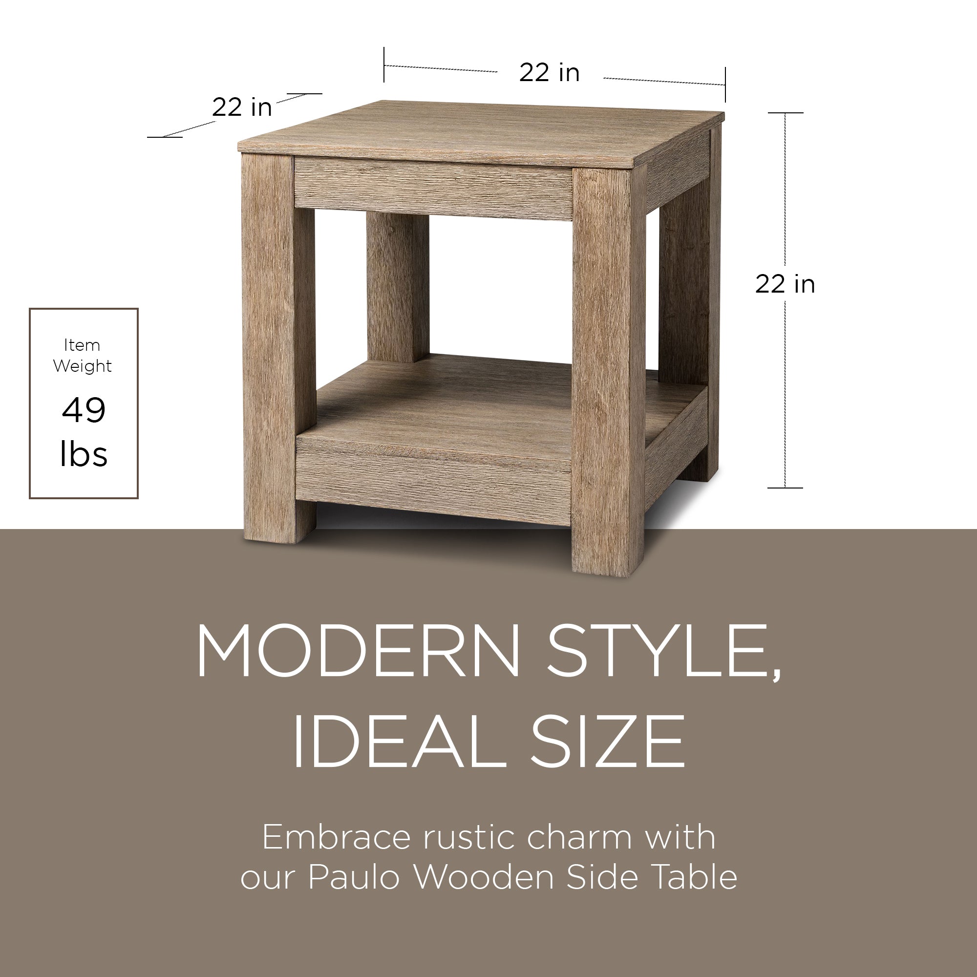 Maven Lane Paulo Wooden Side Table in Weathered Grey Finish (Used) - VMInnovations