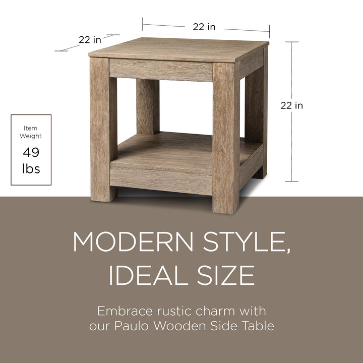 Maven Lane Paulo Wooden Side Table in Weathered Grey Finish (Used) - VMInnovations