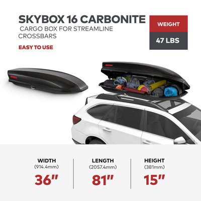 Yakima 16 CuFt Carbonite Cargo Box, Carrier for StreamLine Crossbars (Damaged) - VMInnovations