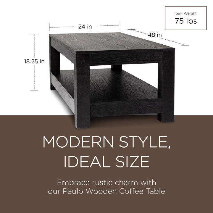 Maven Lane Paulo Wooden Coffee Table in Weathered Black Finish (Used)