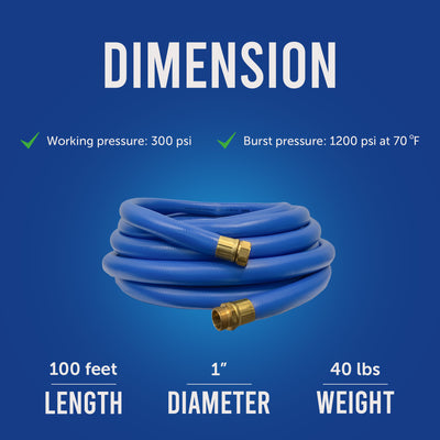 Underhill Blue Premium 1 Inch x 100 Foot Heavy Duty Garden Water Hose (Open Box) - VMInnovations