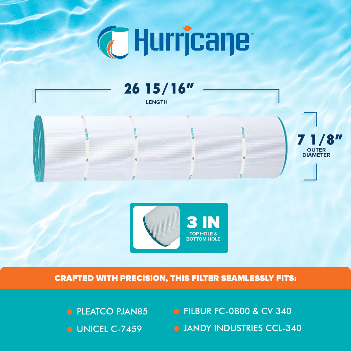 Hurricane Pool Filter Cartridge for PJAN85, C-7459, FC-0800 (4 Pack) (Open Box) - VMInnovations