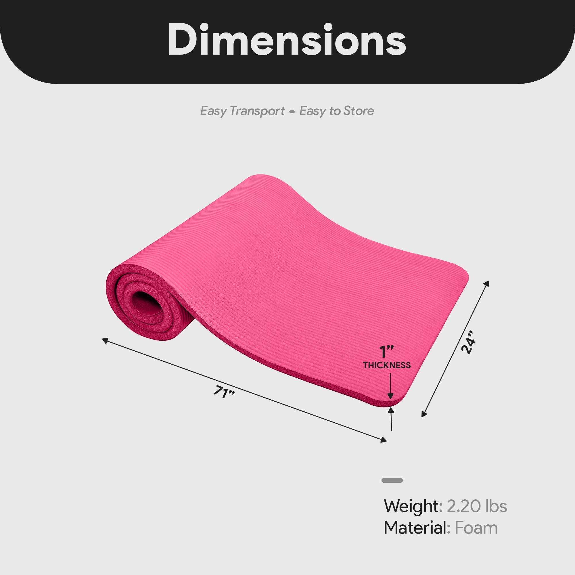 BalanceFrom  1" Extra Thick Exercise Yoga Mat with Carrying Strap, Pink (Used) - VMInnovations