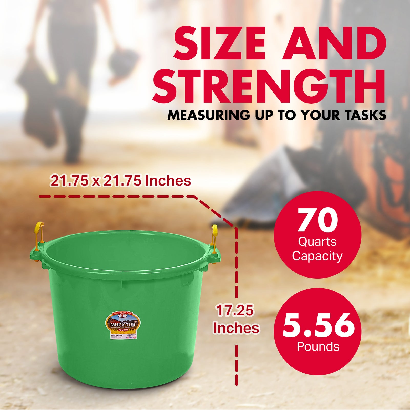 Little Giant 70 Quart Durable and Versatile Utility Muck Tub w/Handles, Lime - VMInnovations