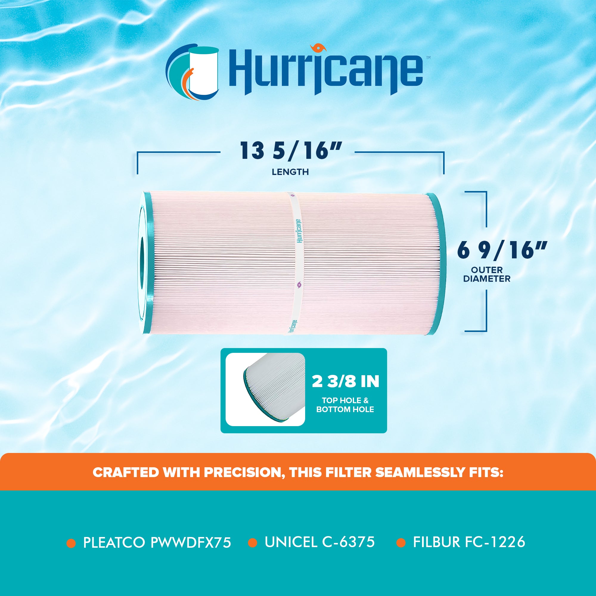 Hurricane Advanced Spa Filter for PWWDFX75, C-6375, and FC-1226, White(Open Box)