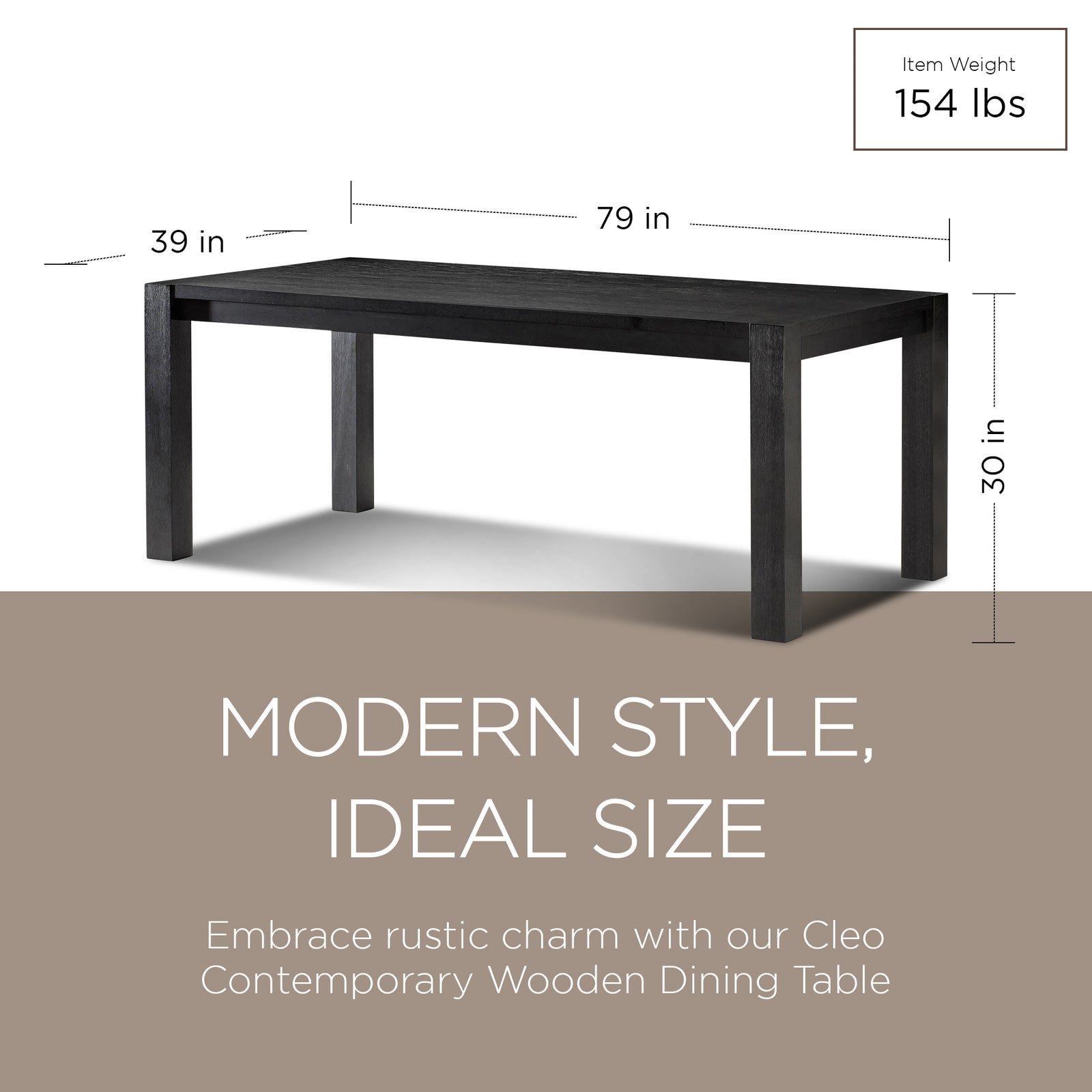 Maven Lane Contemporary Wooden Dining Table in Refined Black Finish (Open Box) - VMInnovations