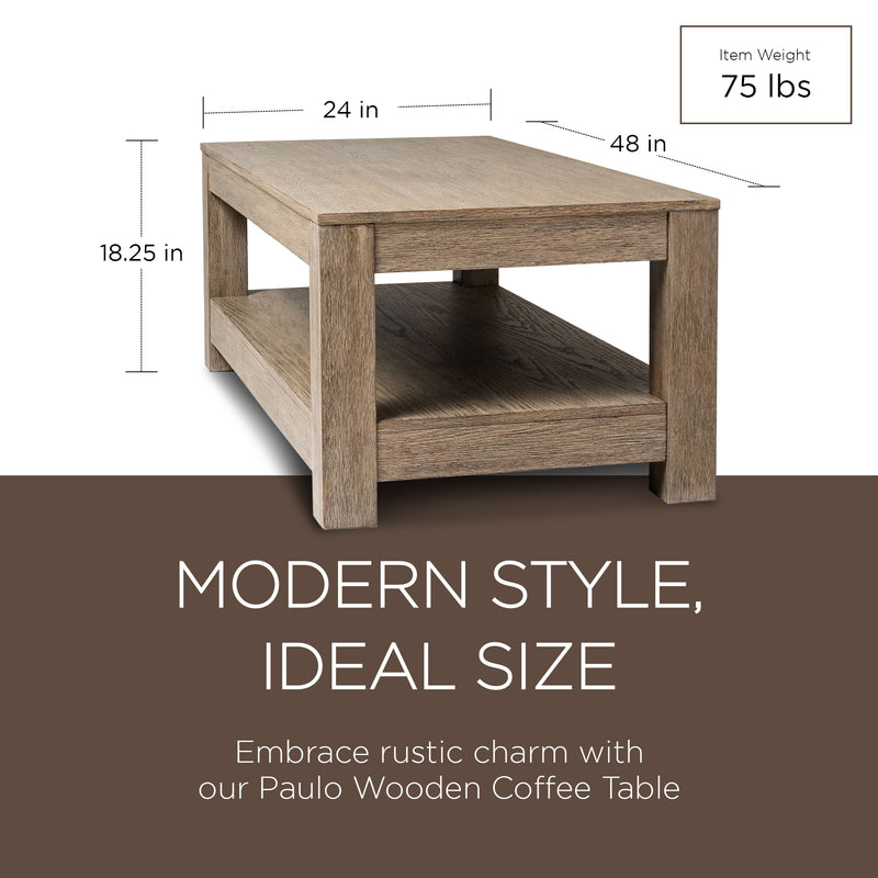 Maven Lane Paulo Wooden Coffee Table in Weathered Grey Finish (For Parts)