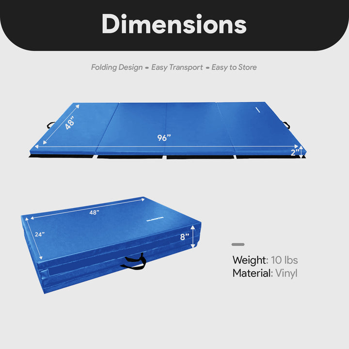 BalanceFrom 4'x8'x2" All Purpose Folding Gymnastics Gym Mat, Blue (Open Box) - VMInnovations