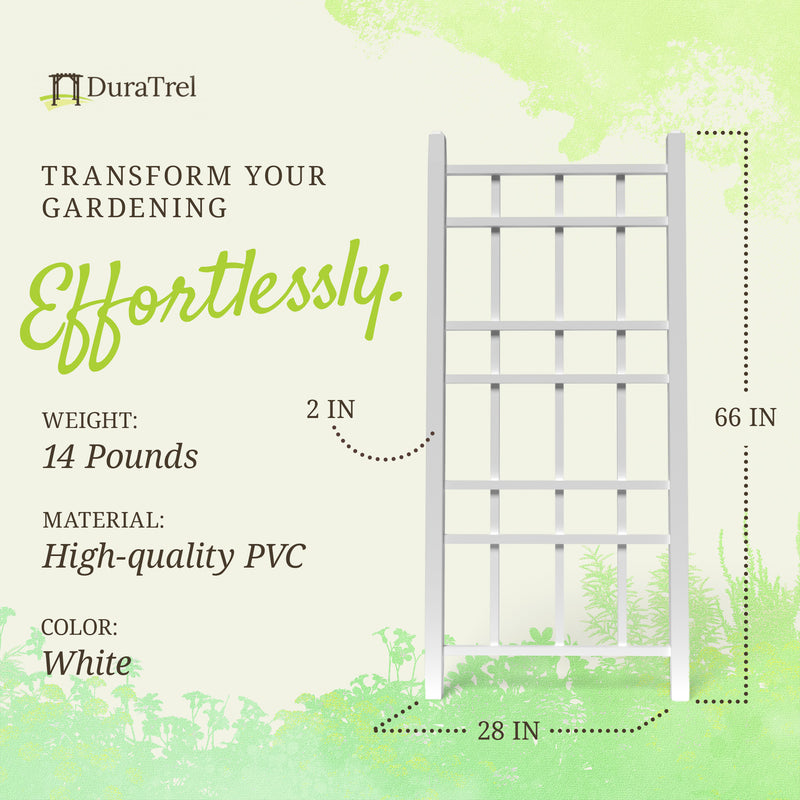 Dura-Trel Cottage 28"x66" PVC Vinyl Outdoor Garden Patio Trellis,White(Open Box)