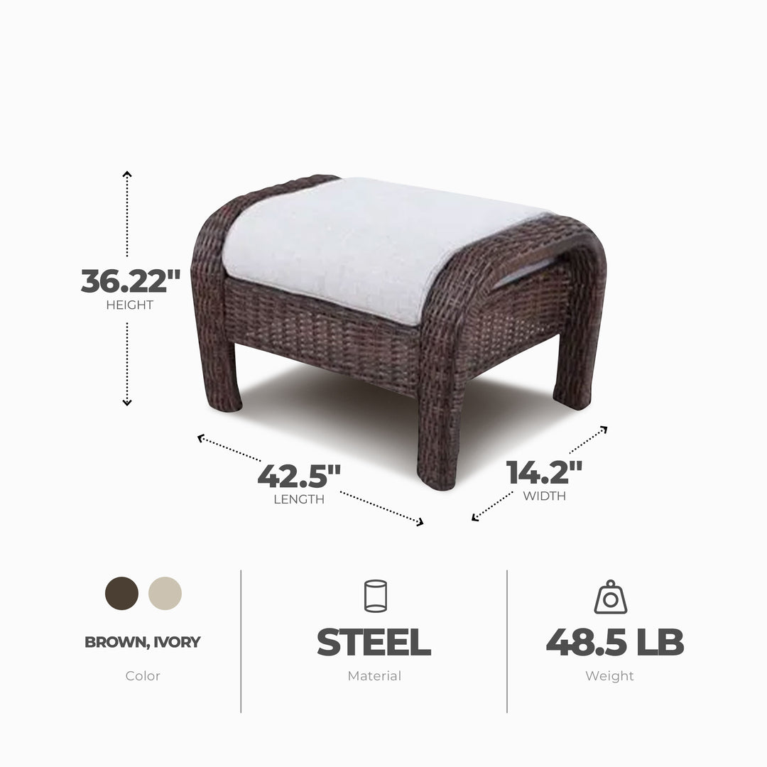 Four Seasons Courtyard Montego Bay Set of 2 Ottomans with Ivory Olefin Cushions - VMInnovations