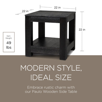 Maven Lane Paulo Wooden Side Table in Weathered Black Finish - VMInnovations