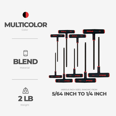 Eklind Tool 9pc Power T Handle Ball Hex Key Alloy Steel Allen Wrench (Open Box) - VMInnovations