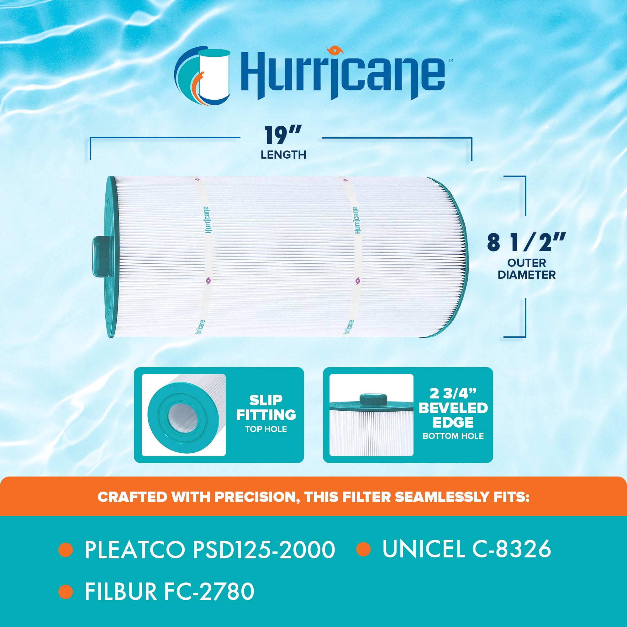Hurricane HF8326 Advanced Spa Filter Cartridge for PSD125-2000 and Unicel C-8326