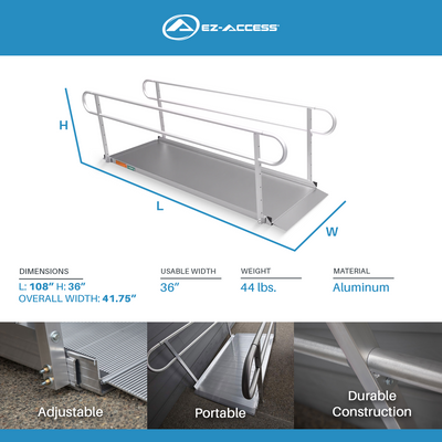 EZ-ACCESS GATEWAY 3G 9 Foot Solid Surface Aluminum Portable Wheelchair Ramp