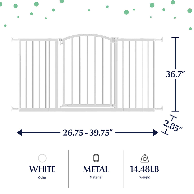 Ingenuity Deluxe Metal Extra Tall Walk Through Arch Dog Gate, White (Open Box)