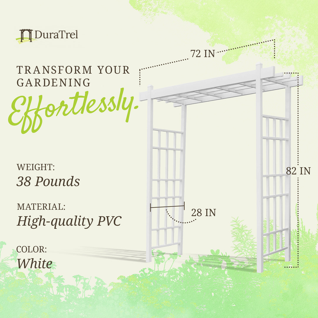Dura-Trel Bakersfield 28 x 72 x 82 In. PVC Outdoor Garden Patio Arbor(For Parts) - VMInnovations