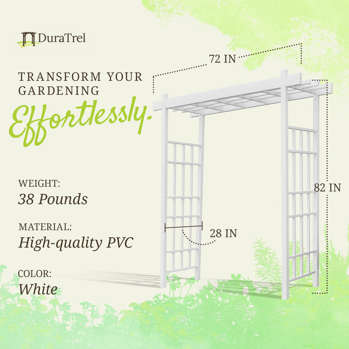 Dura-Trel Bakersfield 28 x 72 x 82 In. PVC Outdoor Garden Patio Arbor(For Parts) - VMInnovations