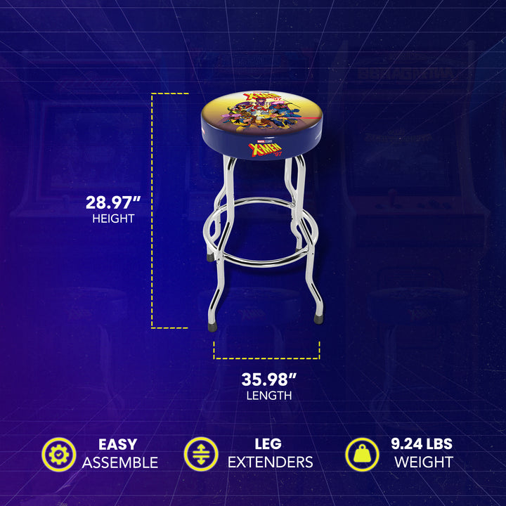 Arcade1Up Marvel X-Men Adjustable Arcade Stool with Chrome Plated Steel Frame - VMInnovations