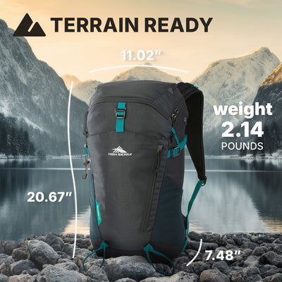 High Sierra 30L Pathway 2.0 Backpack w/Hydration Storage for Hiking, Black