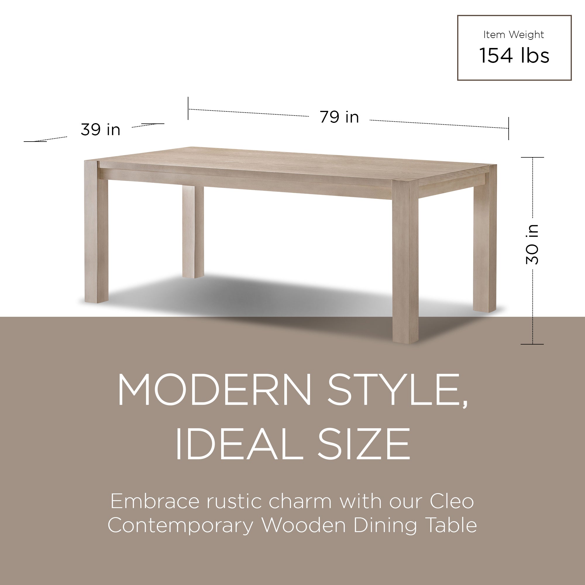 Maven Lane Cleo Contemporary Wooden Dining Table in Refined White Finish - VMInnovations