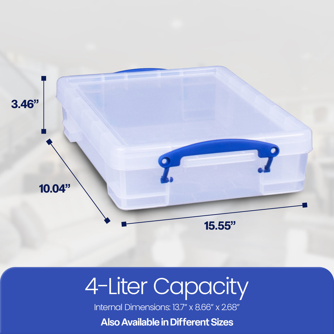 Really Useful Box 4L Storage Container with Lid and Clip Lock Handles, (5 Pack)