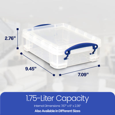 Really Useful Box 1.75L Bin w/Snap Lid & Clip Lock Handle, (4 Pack) (Open Box) - VMInnovations