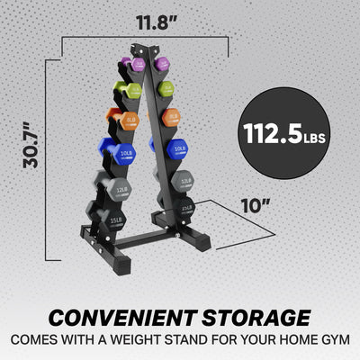 HolaHatha 3, 5, 8, 10, 12 & 15Lb Dumbbell Weight Set w/Storage Rack (For Parts)