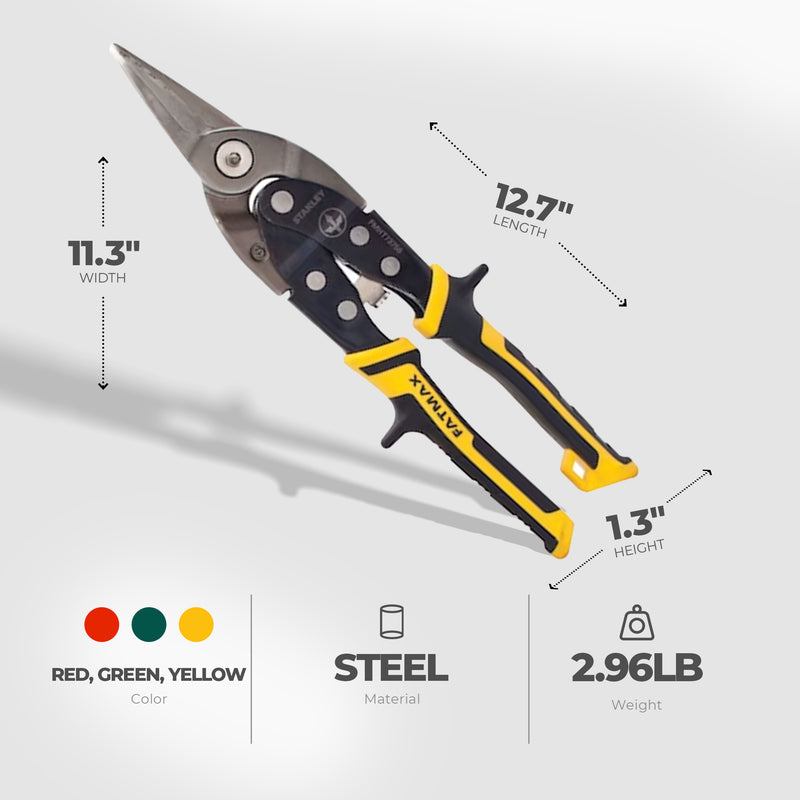 Stanley 3 Piece FatMax Aviation Tin Snip Set with Chrome Molybdenum Steel Blades