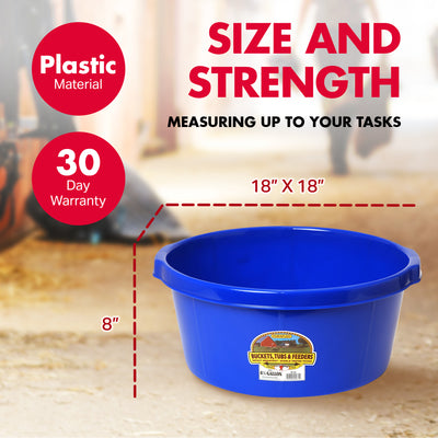 Little Giant 6.5 Gallon Plastic All Purpose Plastic Pond Tub w/ Hand Grips, Blue